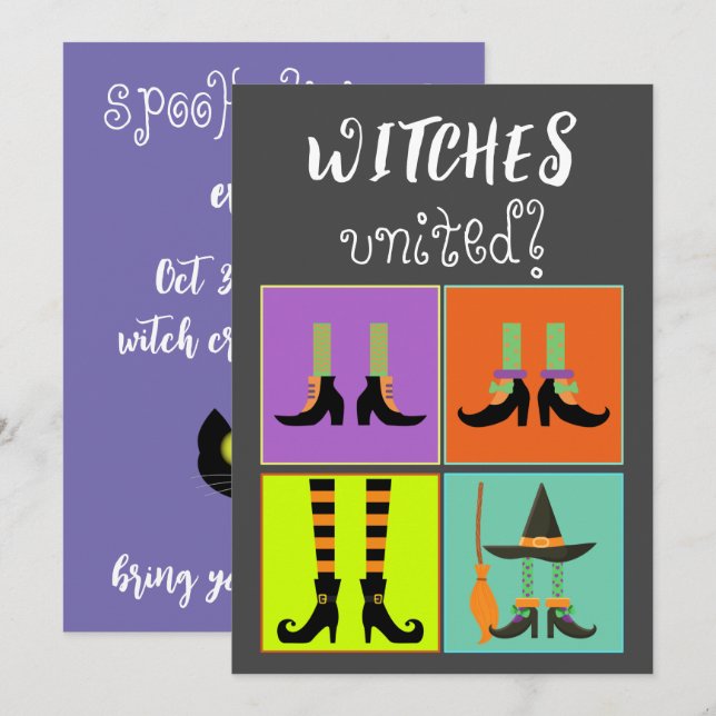 Halloween Invitation Card witches United BYOB (Front/Back)