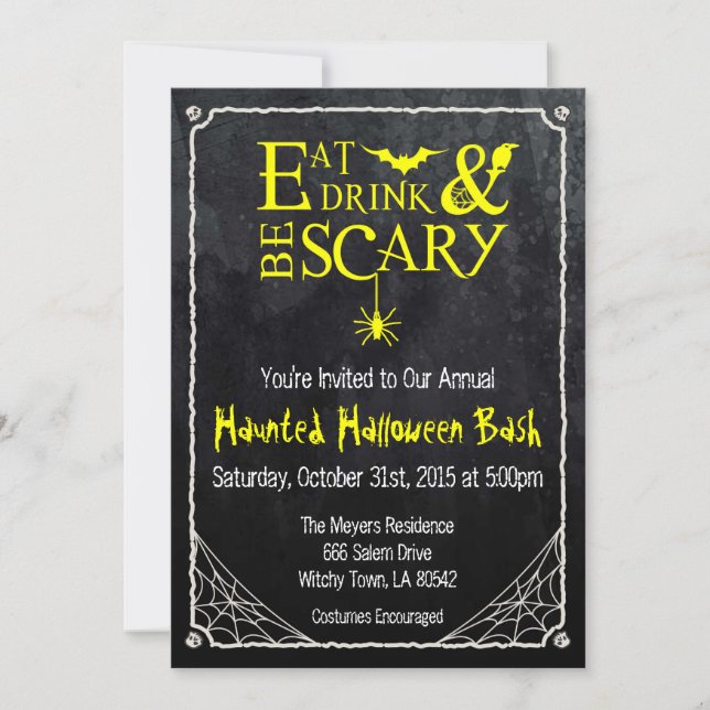 Halloween Invitation Eat Drink and Be Scary (Front)