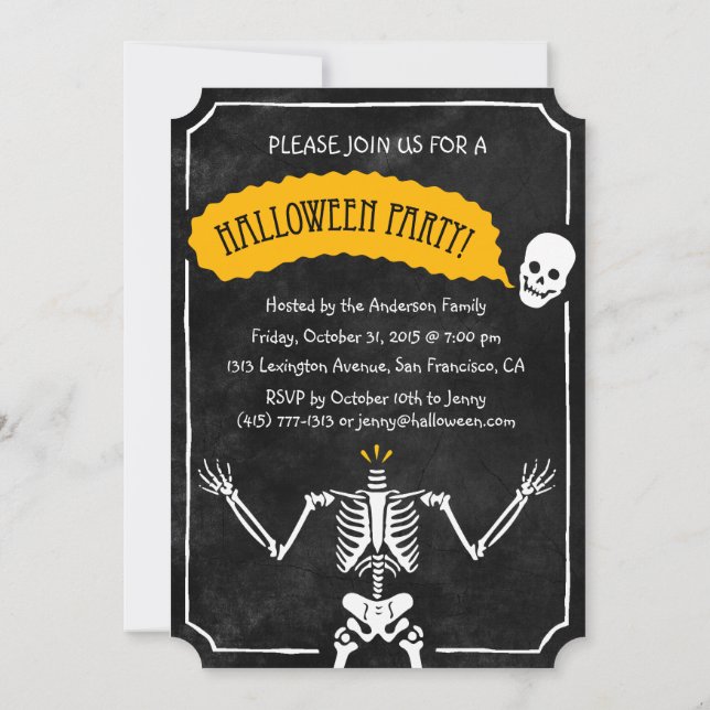 Halloween Invitation: Happy Skeleton Invitation (Back)