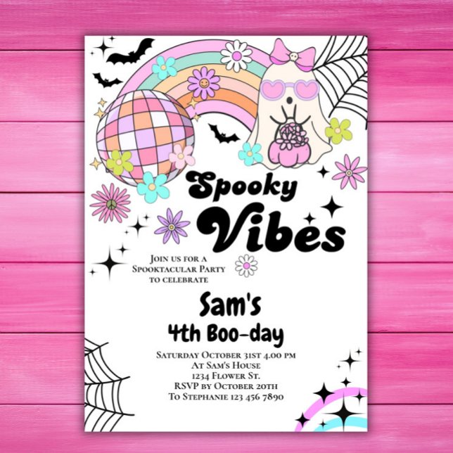 Halloween Invitation Kid Cute Retro Ghost Birthday (Creator Uploaded)