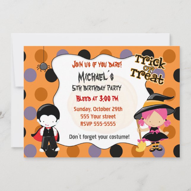 Halloween Invitation Kids Birthday Party (Front)