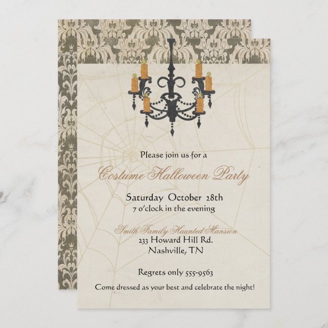 Halloween Invitation Spooky Chandelier (Front/Back)