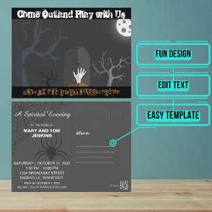 Halloween Invitation to Come Out and Play Gothic Postcard