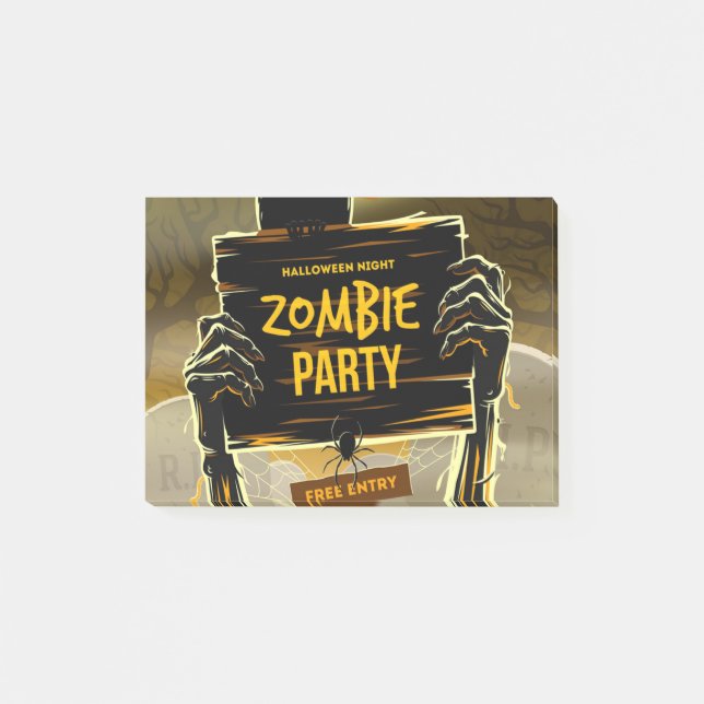 Halloween invitation to zombie party post-it notes (Front)