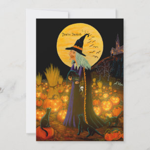 Halloween invitation ,witch in a Jack-O-Lantern pa
