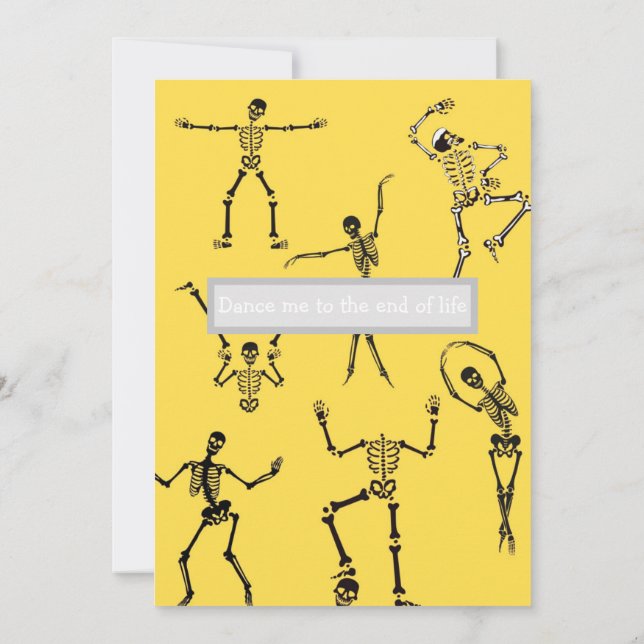 Halloween invitation with dancing skeletons  (Back)