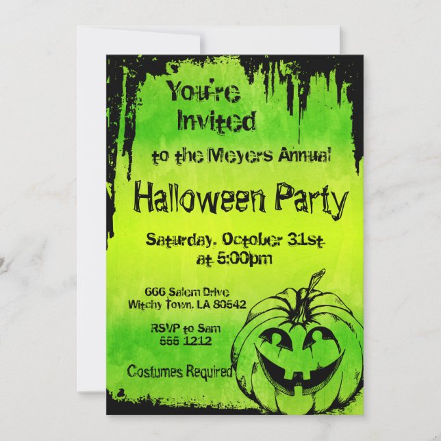 Halloween Invitation with Pumpkin (Front)
