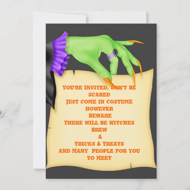 HALLOWEEN INVITATIONS WITCH HANDS (Front)