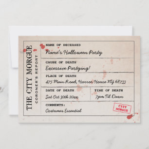 Halloween Invite City Morgue Coroner's Office