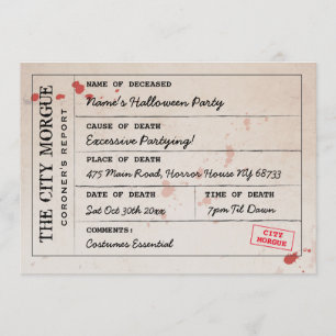Halloween Invite City Morgue Coroner's Office