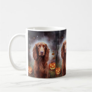 Halloween Irish Red Setter With Pumpkins Scary  Coffee Mug