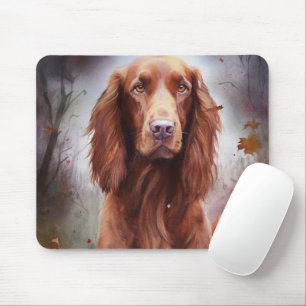 Halloween Irish Red Setter With Pumpkins Scary Mouse Mat