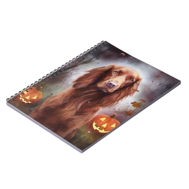 Halloween Irish Red Setter With Pumpkins Scary  Notebook (Left Side)