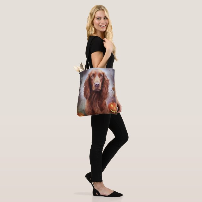 Halloween Irish Red Setter With Pumpkins Scary  Tote Bag (On Model)