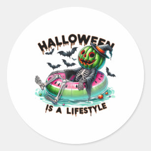 Halloween Is A Lifestyle Ghost Summerween Funny Su Classic Round Sticker