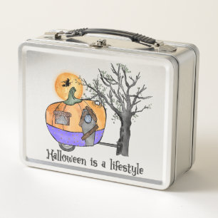 Halloween Is a Lifestyle – Pumpkin Camper Van Metal Lunch Box