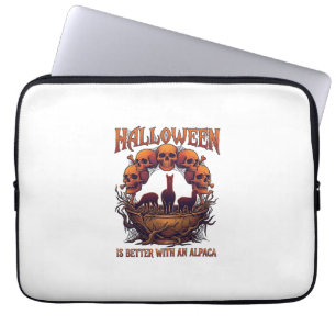Halloween Is Better Alpaca Orange Skulls Spider We Laptop Sleeve