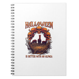 Halloween Is Better Alpaca Orange Skulls Spider We Notebook