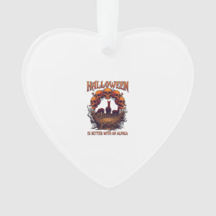 Halloween Is Better Alpaca Orange Skulls Spider We Ornament