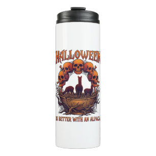 Halloween Is Better Alpaca Orange Skulls Spider We Thermal Tumbler