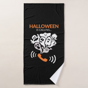 Halloween Is Calling Funny Halloween Boo Ghost Bath Towel