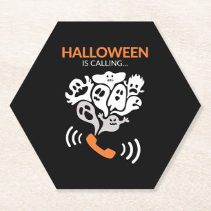 Halloween Is Calling Funny Halloween Boo Ghost Paper Coaster