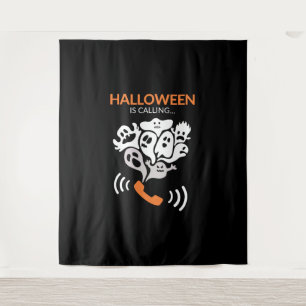 Halloween Is Calling Funny Halloween Boo Ghost Tapestry