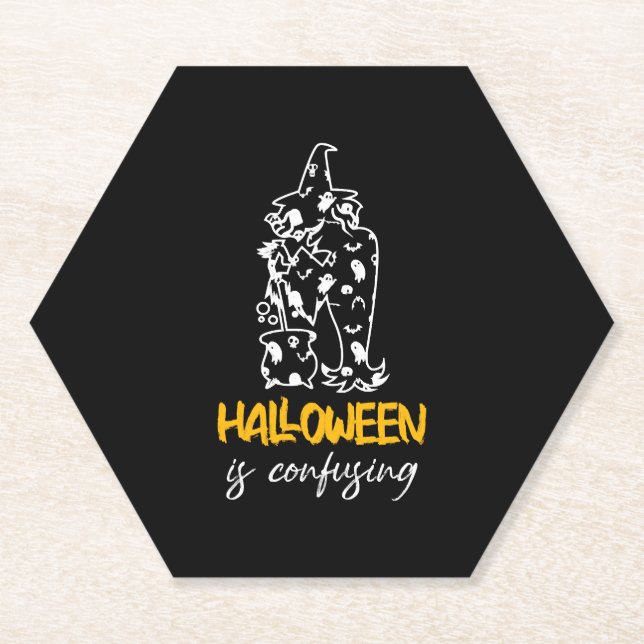 Halloween Is Confusing Halloween Saying Gift Paper Coaster (Front)