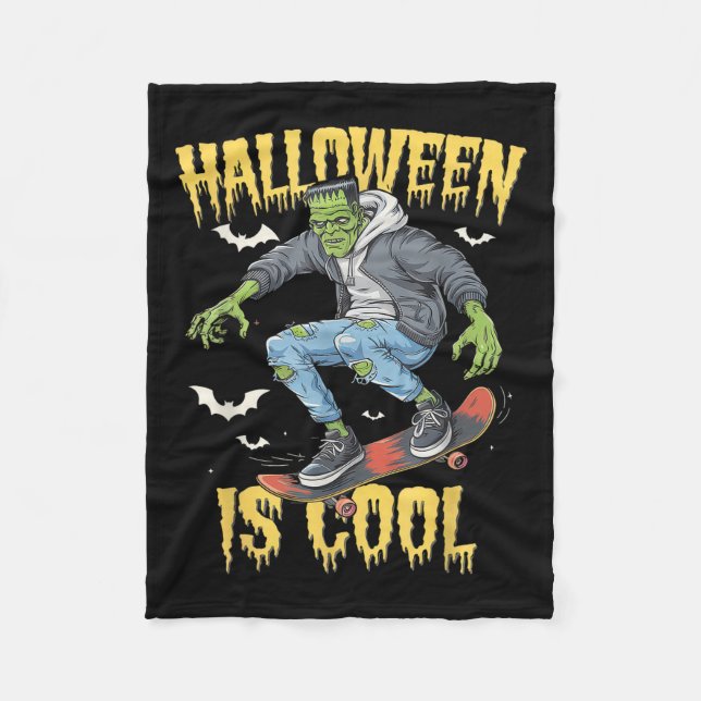 Halloween Is Cool Women Men Frankenstein Monster  Fleece Blanket (Front)