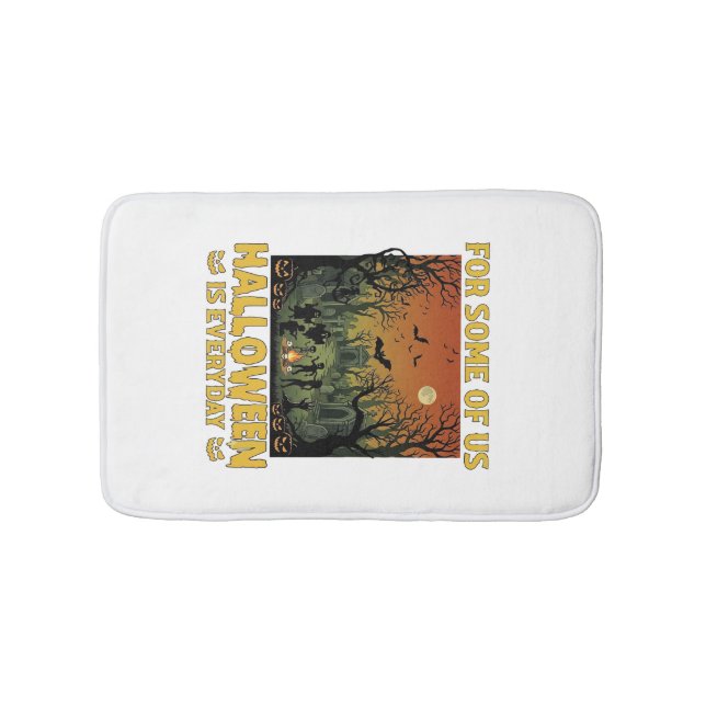 Halloween Is Everyday Graveyard Zombies Bonfire Pu Bath Mat (Front)
