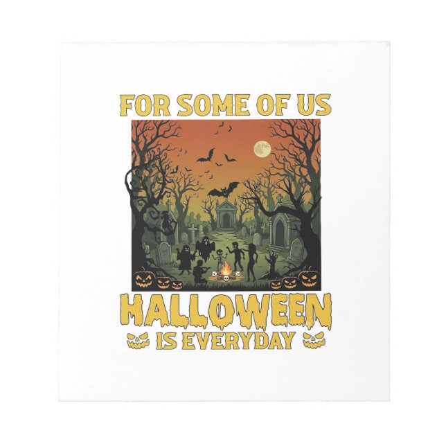 Halloween Is Everyday Graveyard Zombies Bonfire Pu Notepad (Front)