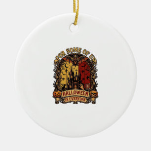 Halloween Is Everyday Haunted House Bats Pumpkins_ Ceramic Tree Decoration
