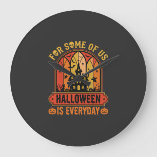 Halloween Is Everyday Haunted House Retro Large Clock
