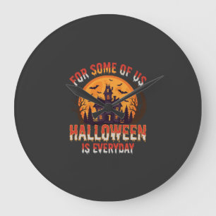Halloween Is Everyday Haunted House Vintage Graphi Large Clock