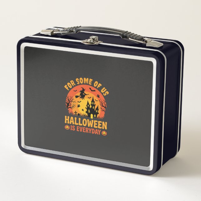 Halloween Is Everyday Haunted House Witch Metal Lunch Box (Front)
