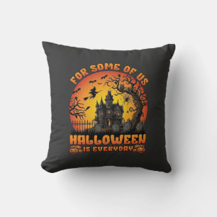 Halloween Is Everyday Haunted House Witch Moon_1 Cushion