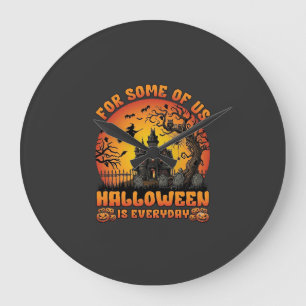 Halloween Is Everyday Haunted House Witch Moon_1 Large Clock