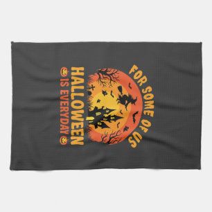 Halloween Is Everyday Haunted House Witch Tea Towel