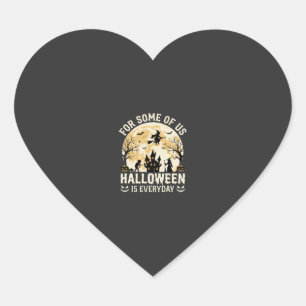 Halloween Is Everyday Haunted Moon Witch Silhouett Heart Sticker