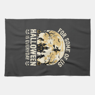 Halloween Is Everyday Haunted Moon Witch Silhouett Tea Towel