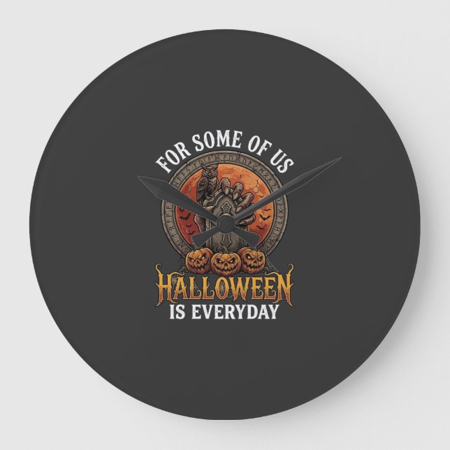 Halloween Is Everyday Monster Hand Tombstone Pumpk Large Clock (Front)