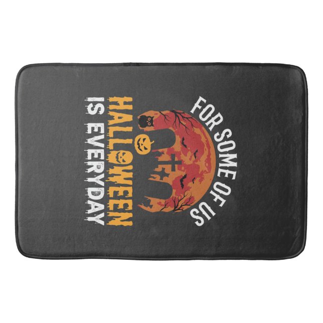 Halloween Is Everyday Spooky Graveyard Moon Bath Mat (Front)