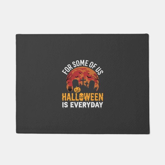 Halloween Is Everyday Spooky Graveyard Moon Doormat (Front)