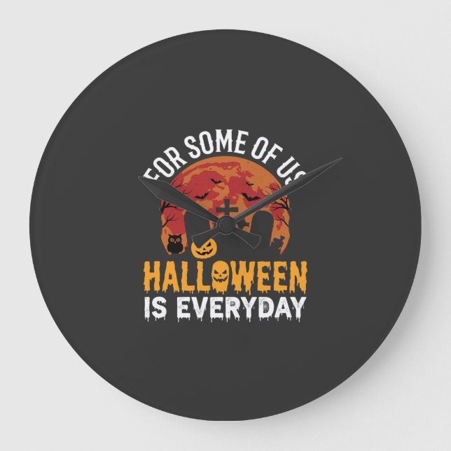 Halloween Is Everyday Spooky Graveyard Moon Large Clock (Front)