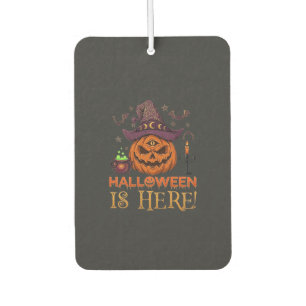 Halloween Is Here Pumpkin Witch Hat Magic Cauldron Car Air Freshener