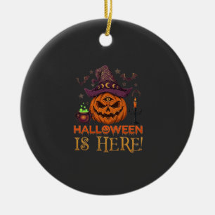 Halloween Is Here Pumpkin Witch Hat Magic Cauldron Ceramic Tree Decoration