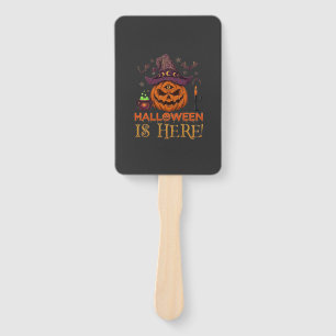 Halloween Is Here Pumpkin Witch Hat Magic Cauldron Hand Fan