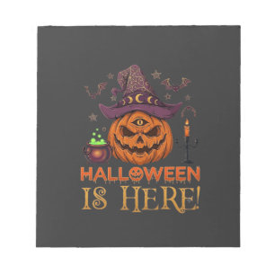 Halloween Is Here Pumpkin Witch Hat Magic Cauldron Notepad