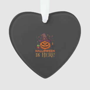 Halloween Is Here Pumpkin Witch Hat Magic Cauldron Ornament