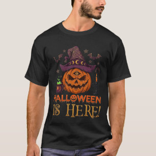 Halloween Is Here Pumpkin Witch Hat Magic Cauldron T-Shirt